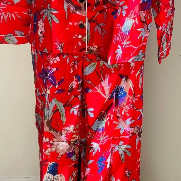 BRAND NEW Bird Floral Printed Pajama Set, Adult Pj Set, Handmade Pj Night Suit - Picture 7 of 9
